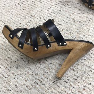 Michael Kors Black Leather Platform Sandals